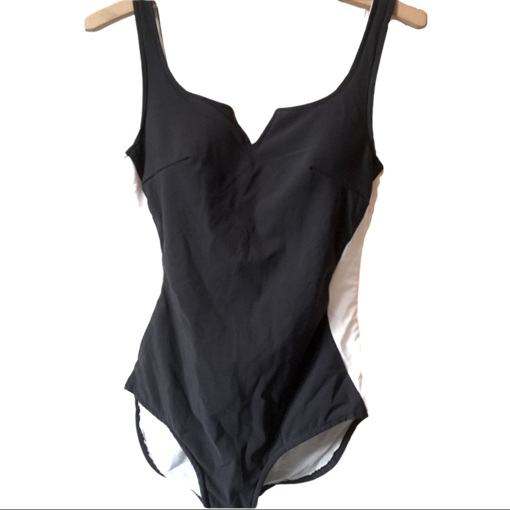 Vintage navy blue and white swimsuit small